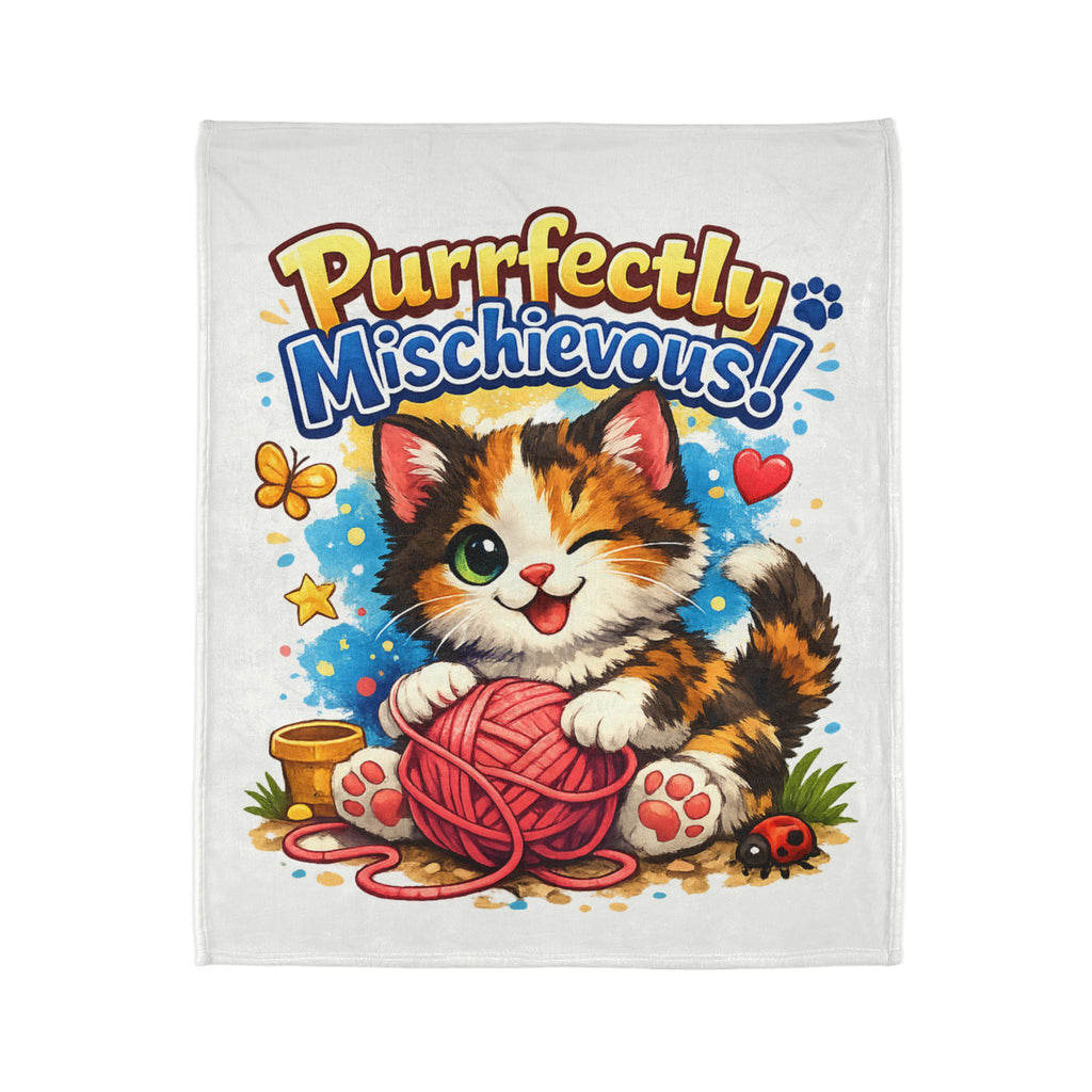 Purrfectly Mischievous! Cute Kitten Yarn Plush Blanket