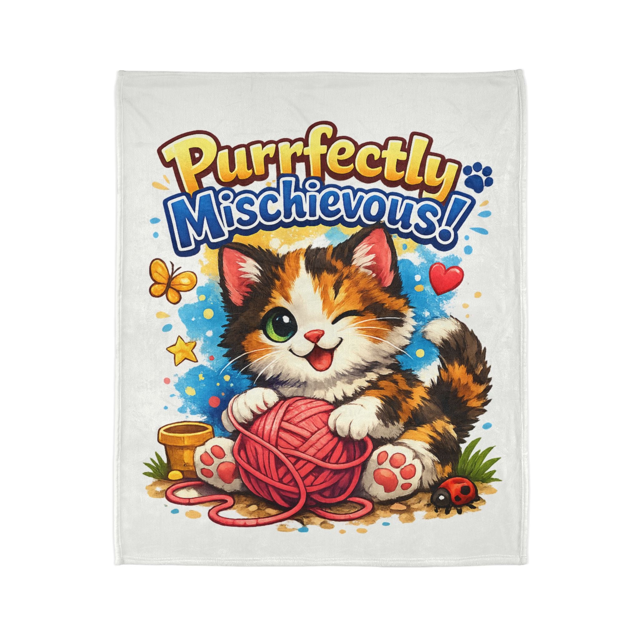 Purrfectly Mischievous! Cute Kitten Yarn Plush Blanket
