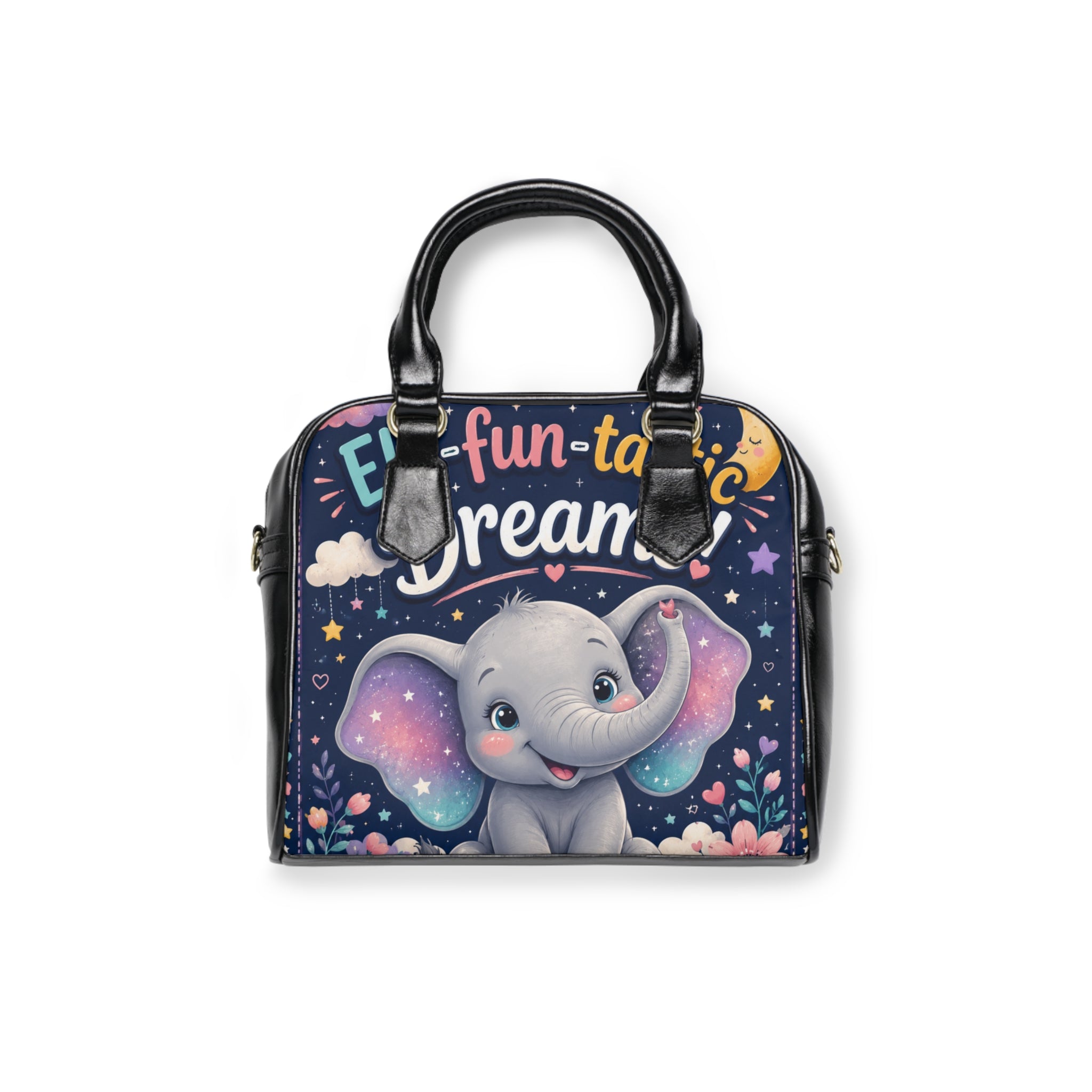 Cute Elephant "Dream Big" Shoulder Handbag — Whimsical Night Sky Kids Purse