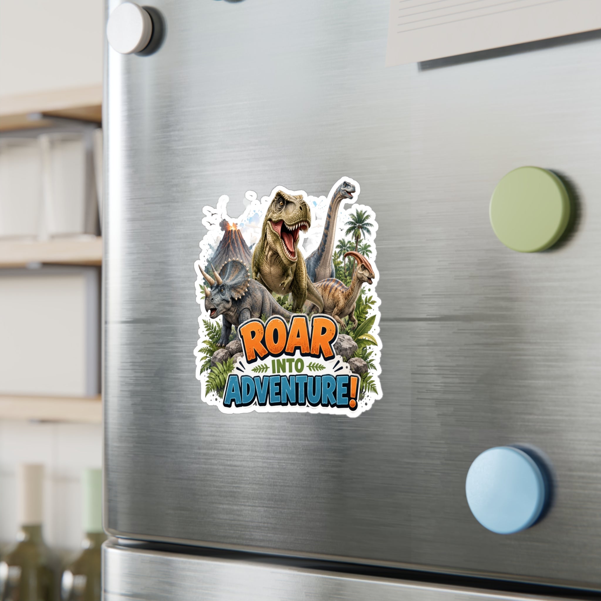 Roar Into Adventure! Dinosaur Kiss-Cut Vinyl Sticker