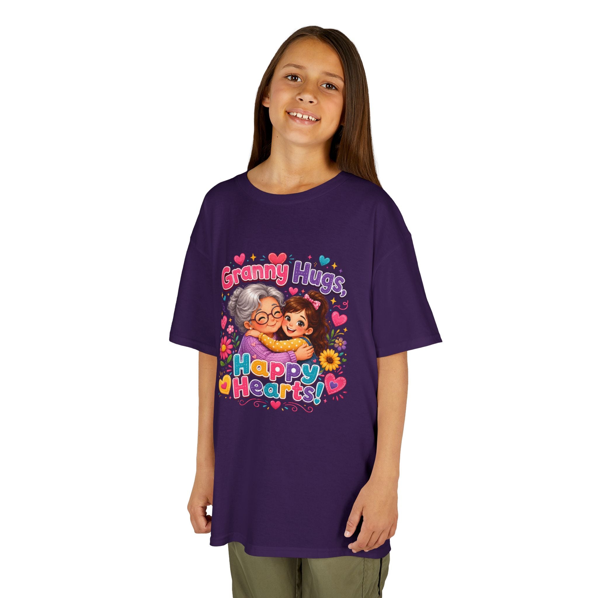 Granny Hugs Happy Hearts Tee | Grandma Grandchild Cute Illustration