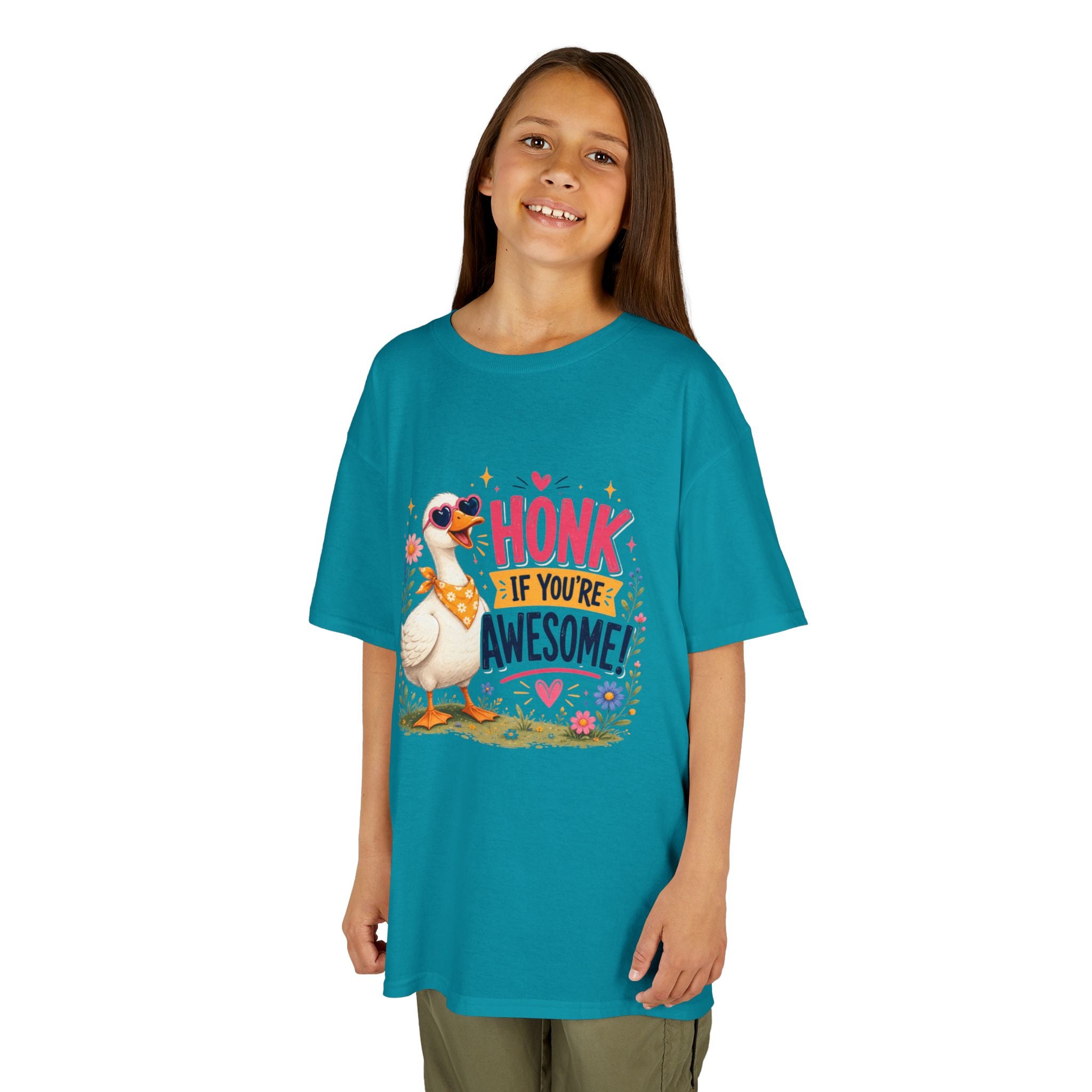 Kids Tee — "Honk If You're Awesome!" Cute Goose Graphic Shirt