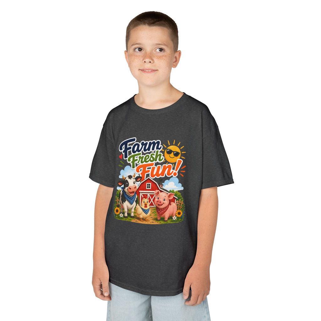 Kids Farm T-Shirt — "Farm Fresh Fun!" Cute Cow & Pig Toddler Tee