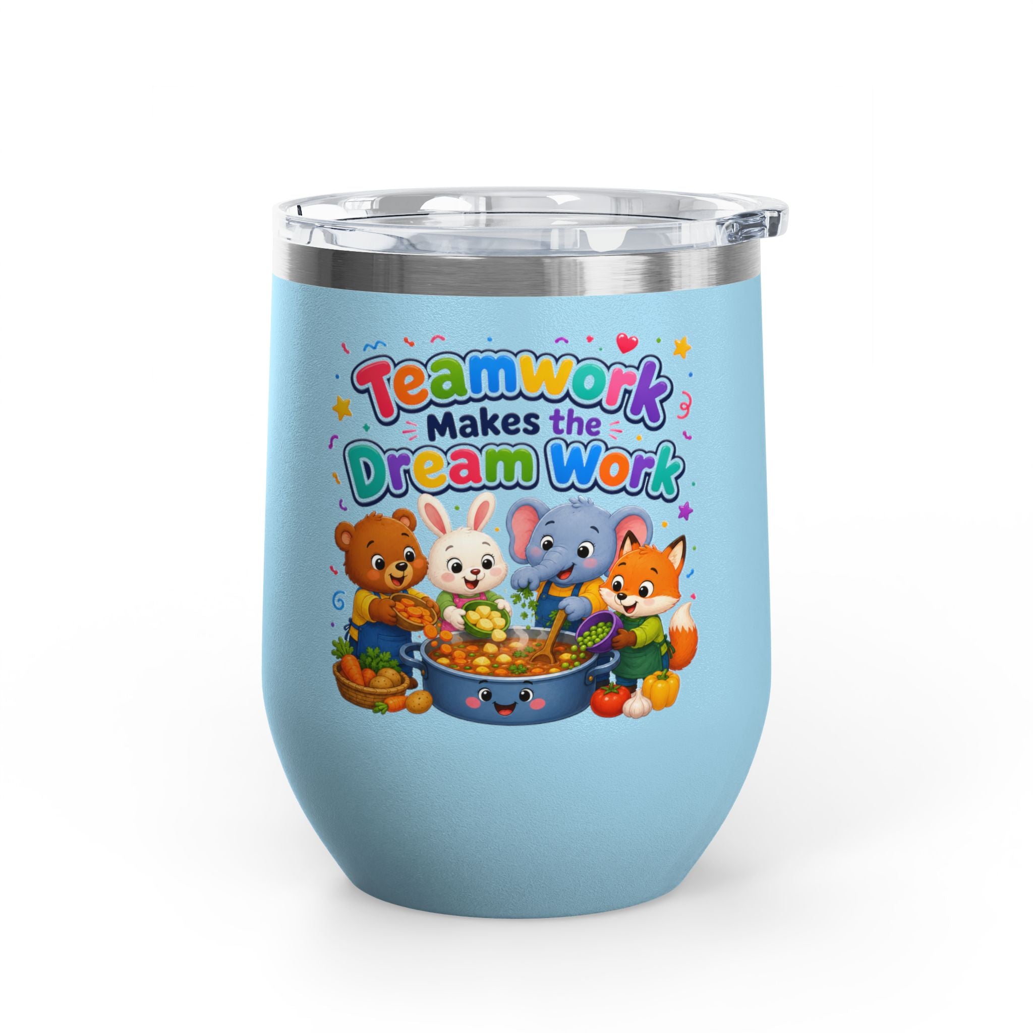 Teamwork Makes the Dream Work Tumbler — 12oz Kids' Cartoon Animal Travel Cup