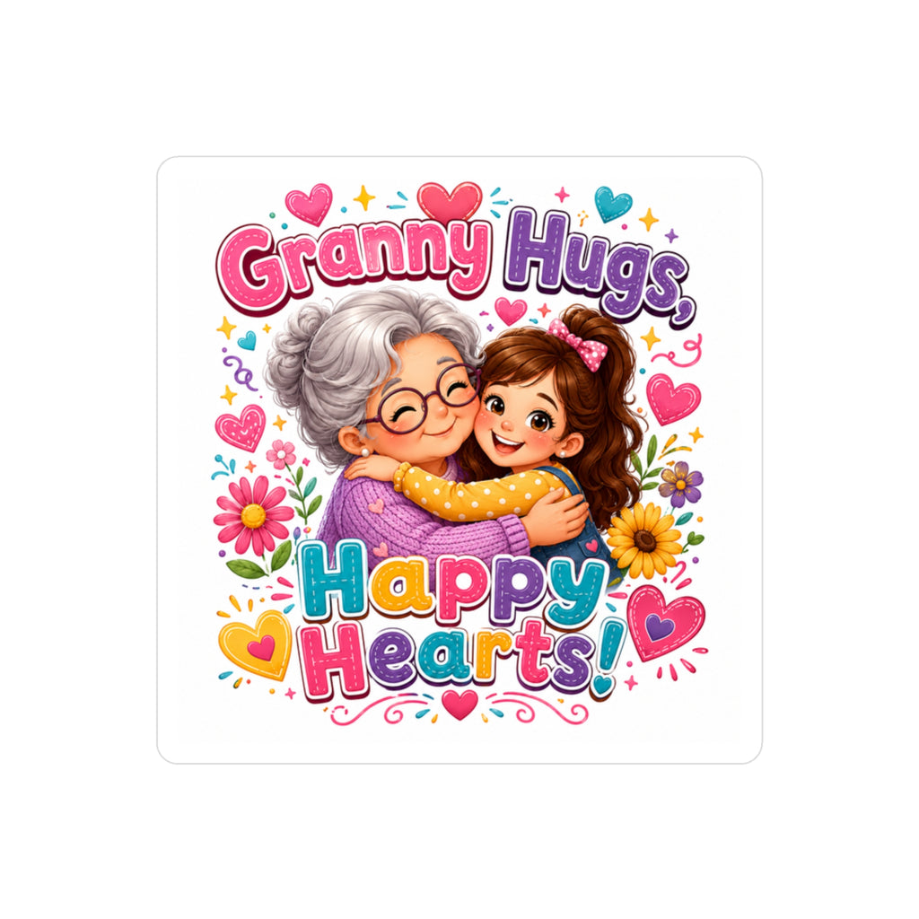 Granny Hugs Happy Hearts Vinyl Decal | Kiss-Cut Sticker