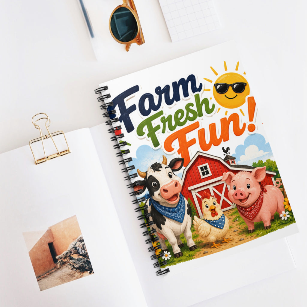 Farm Fresh Fun! Spiral Notebook — Cute Barnyard Cow, Pig & Chicken Journal