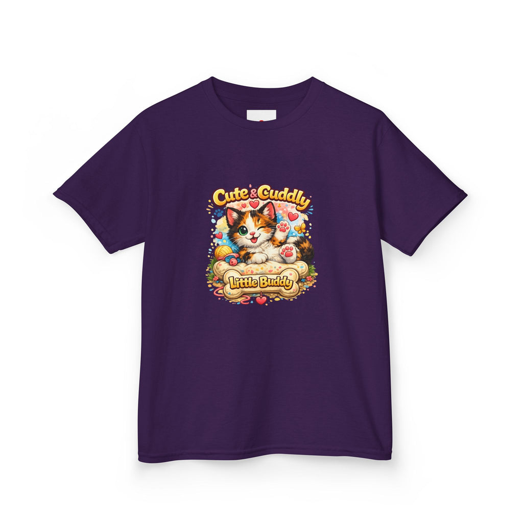 Kids T-Shirt — "Cute & Cuddly Little Buddy" Cat Graphic Tee