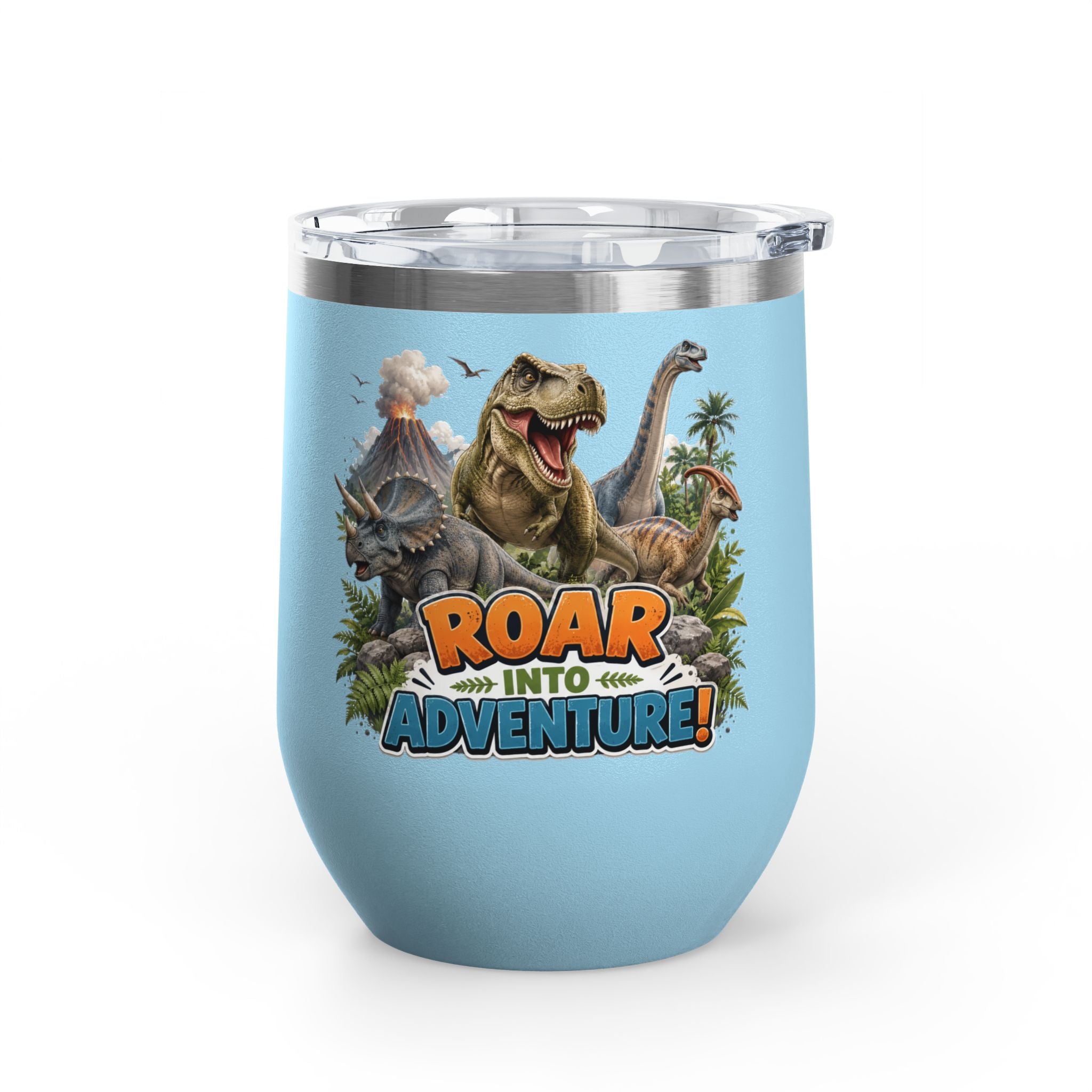 Roar Into Adventure! Dinosaur Tumbler – 12oz Stainless Steel Travel Cup