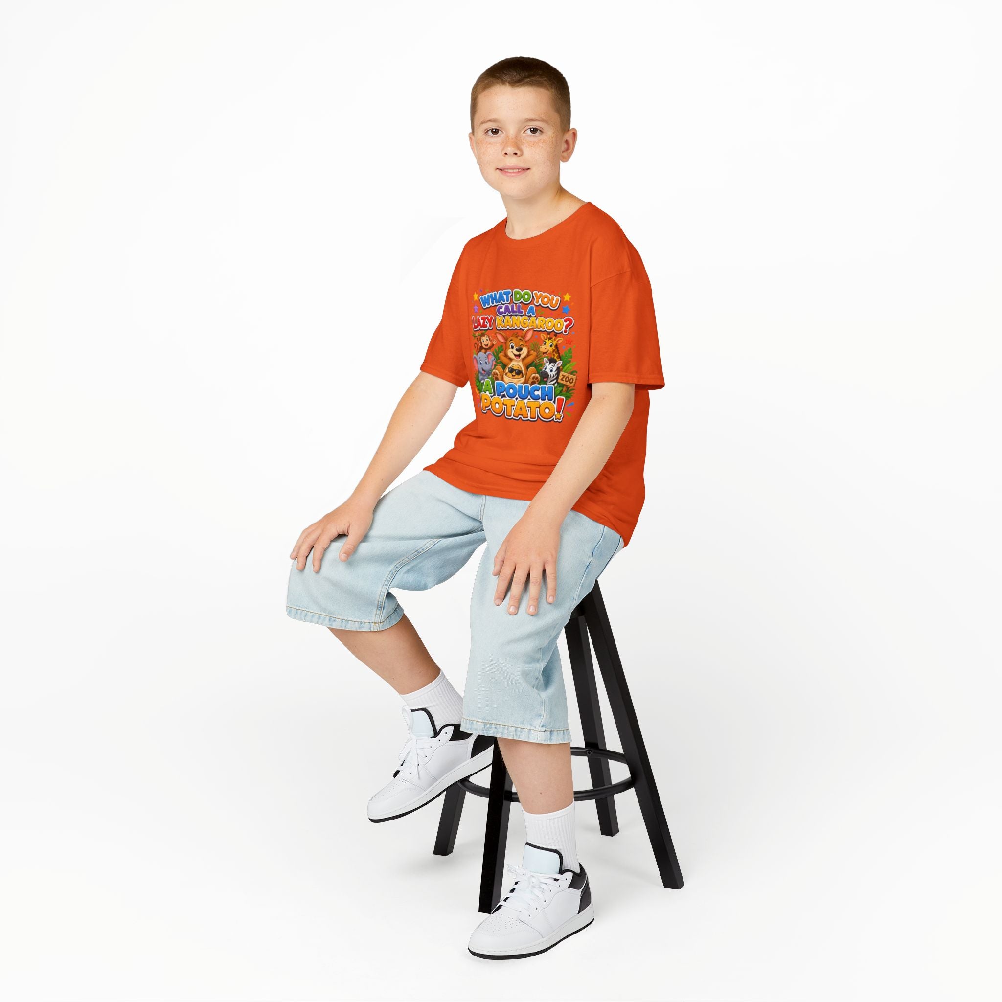 Lazy Kangaroo Pouch Potato Kids T-Shirt | Cute Animal Nursery Tee