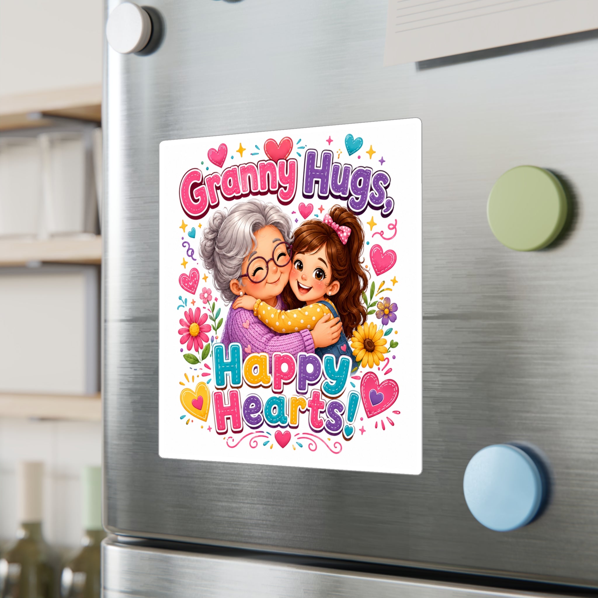 Granny Hugs Happy Hearts Vinyl Decal | Kiss-Cut Sticker
