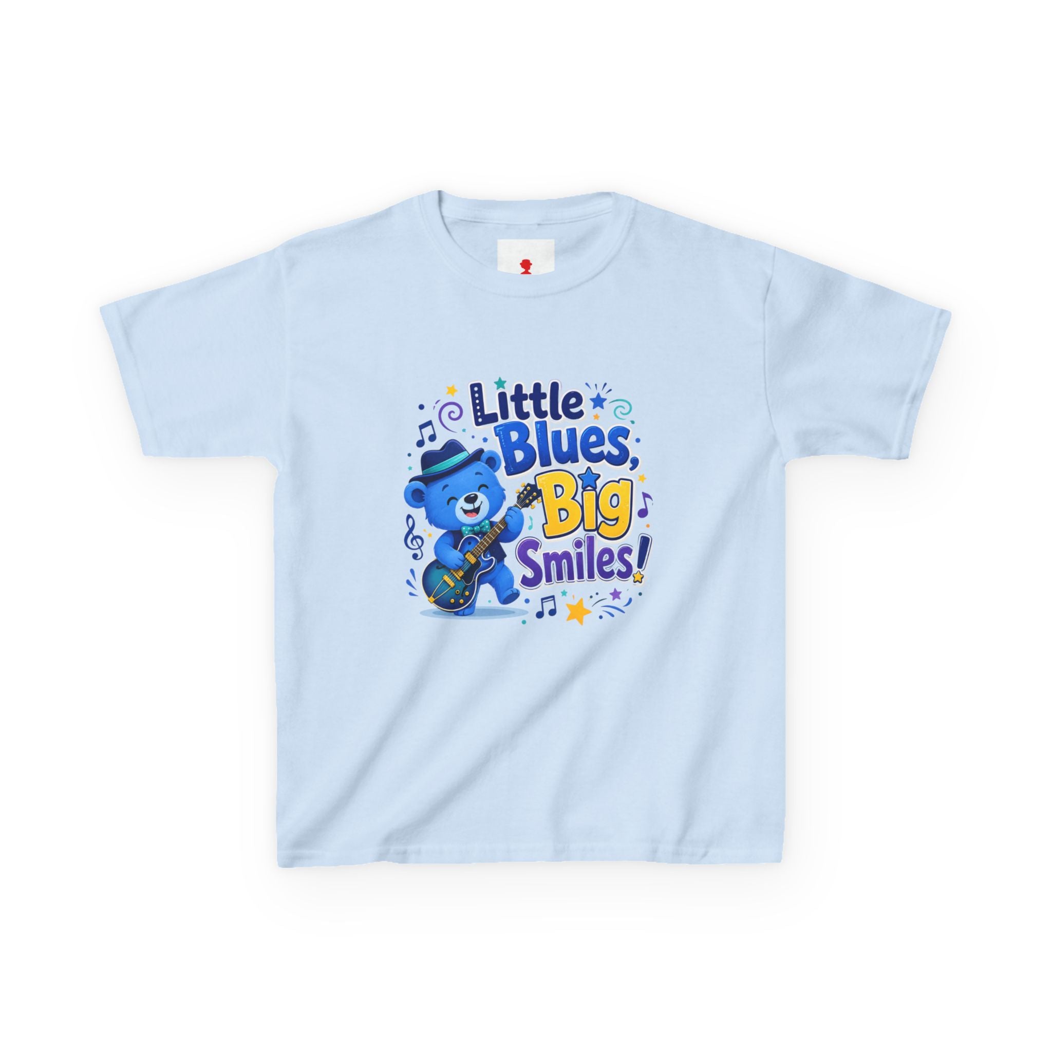 Kids Tee — "Little Blues, Big Smiles!" Guitar-Bear Graphic