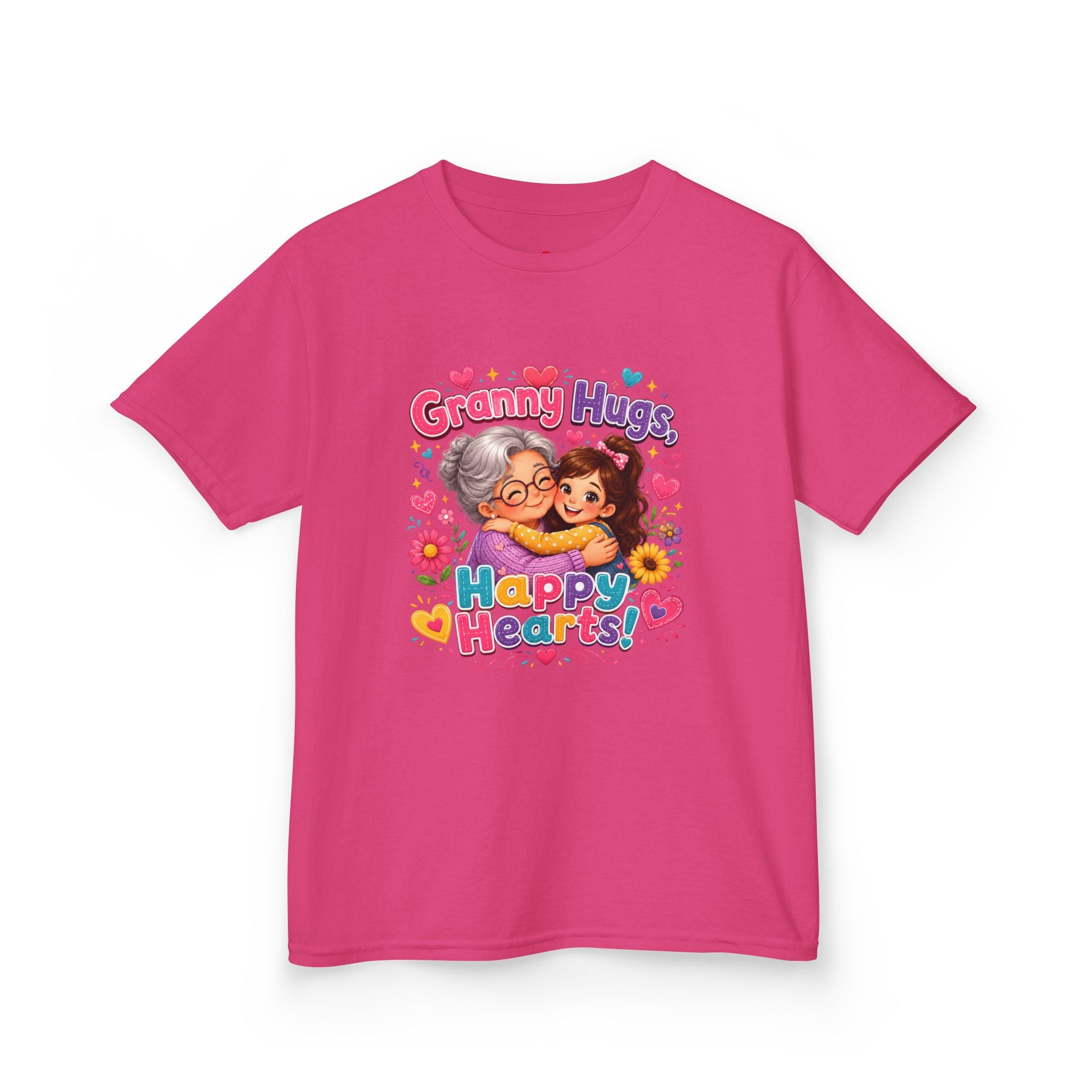 Granny Hugs Happy Hearts Tee | Grandma Grandchild Cute Illustration