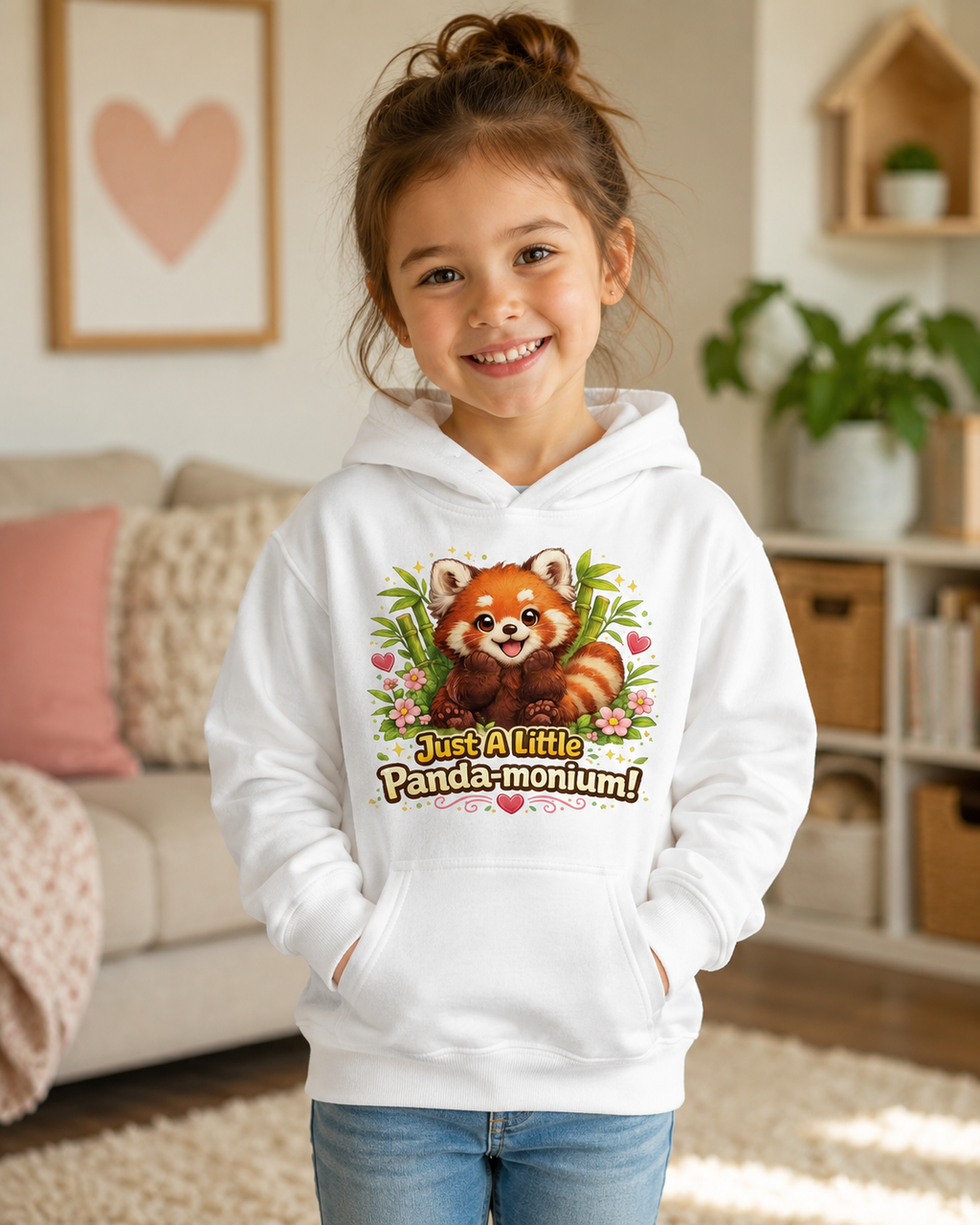 Red Panda Illustration Kids Hoodie | Just A Little Panda-monium, Cute Animal Shirt