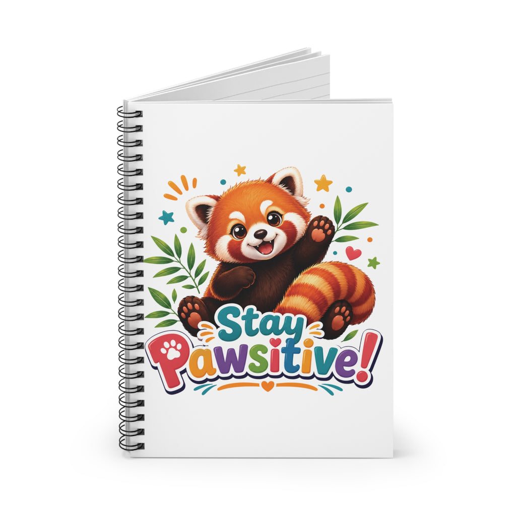 Red Panda Stay Pawsitive Spiral Notebook | Cute Animal Ruled Journal