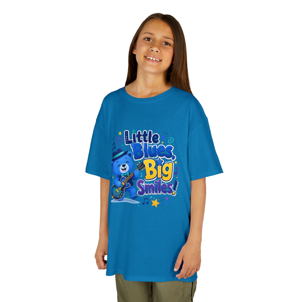 Kids Tee — "Little Blues, Big Smiles!" Guitar-Bear Graphic