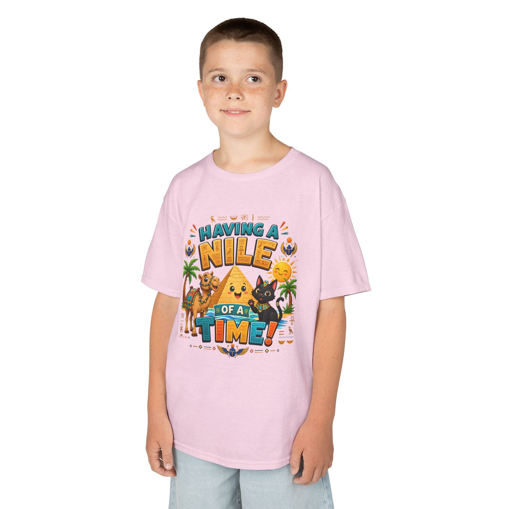 Having a Nile of a Time Kids Tee | Camel Pyramid Desert Cartoon