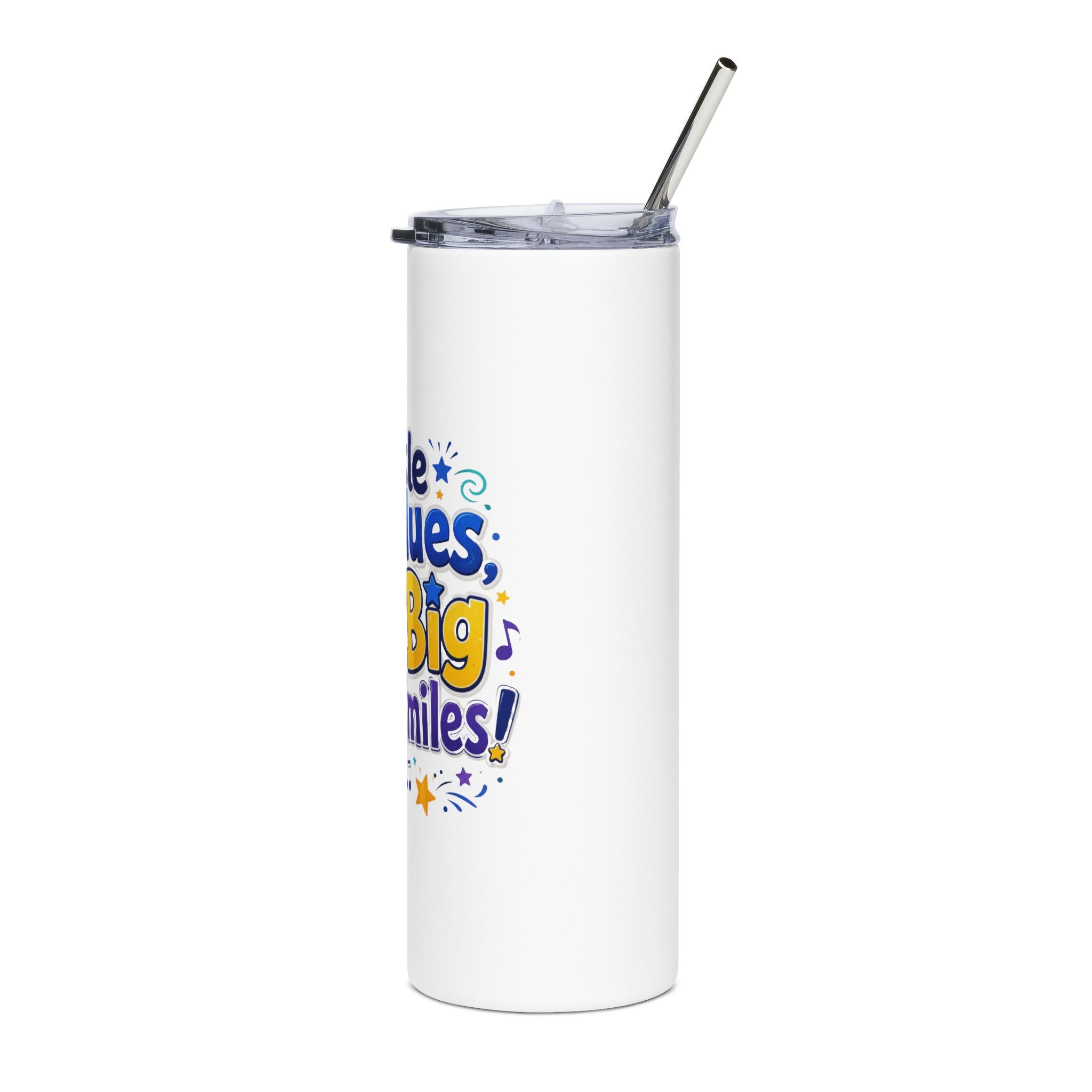 20oz Stainless Tumbler — "Little Blues Big Smiles" Blue Bear Music Design