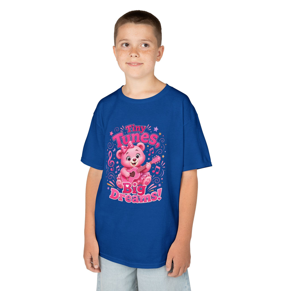 Kids T-Shirt — "Tiny Tunes, Big Dreams" Cute Pink Bear Music Tee