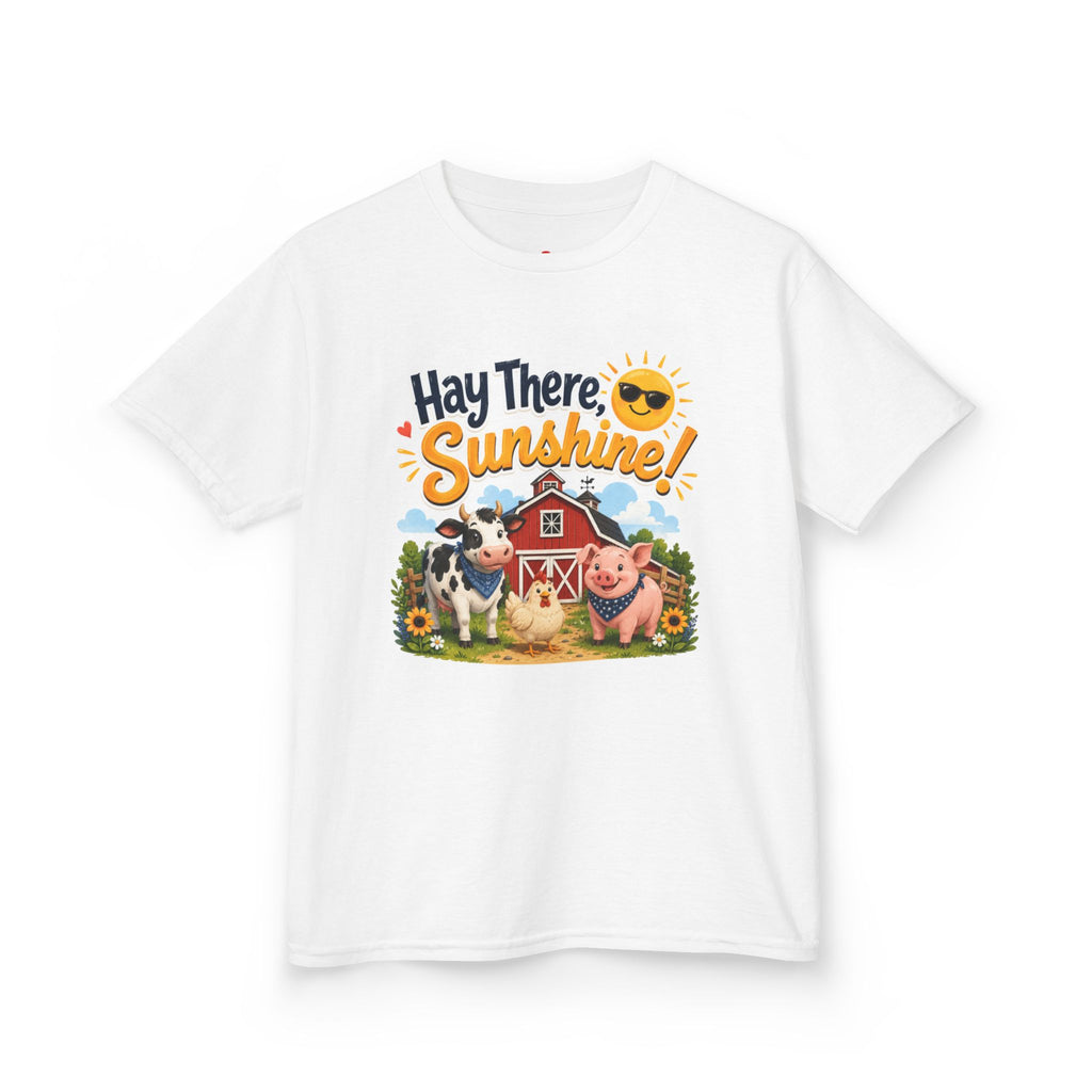 Kids Tee — "Hay There, Sunshine!" Farm Animal Graphic