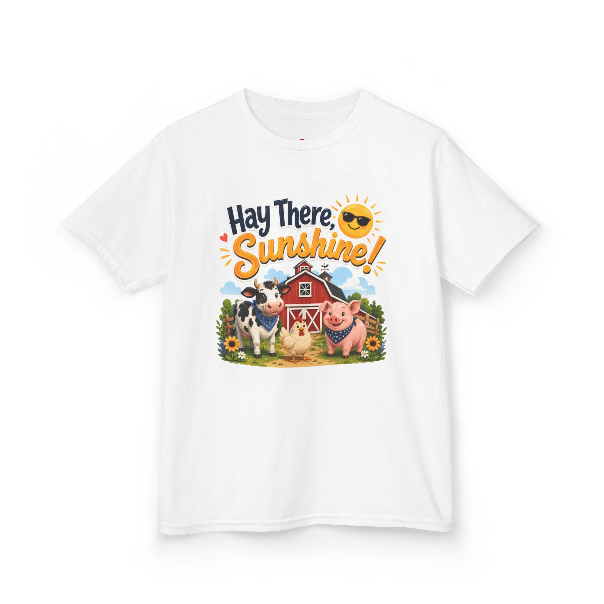 Kids Tee — "Hay There, Sunshine!" Farm Animal Graphic