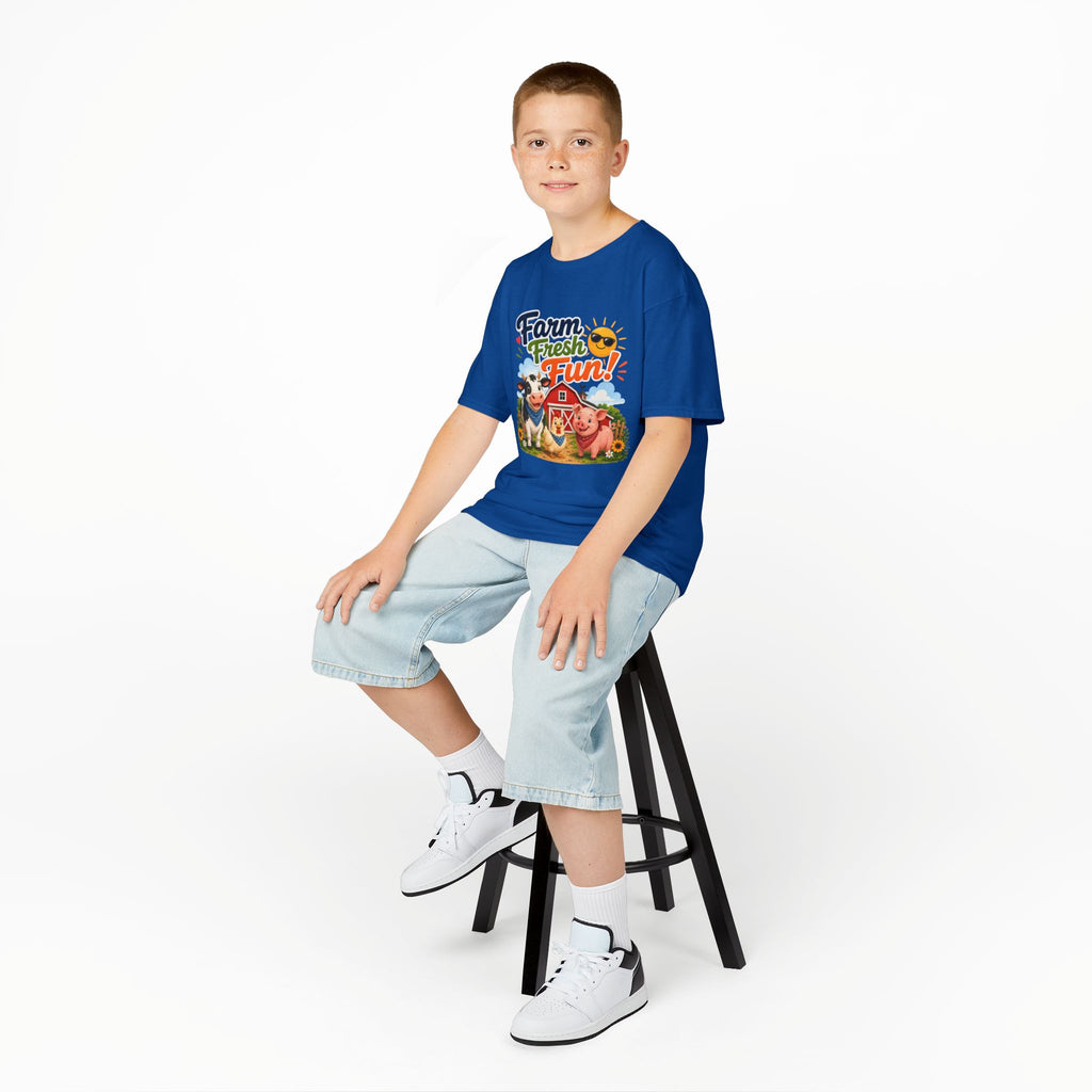 Kids Farm T-Shirt — "Farm Fresh Fun!" Cute Cow & Pig Toddler Tee
