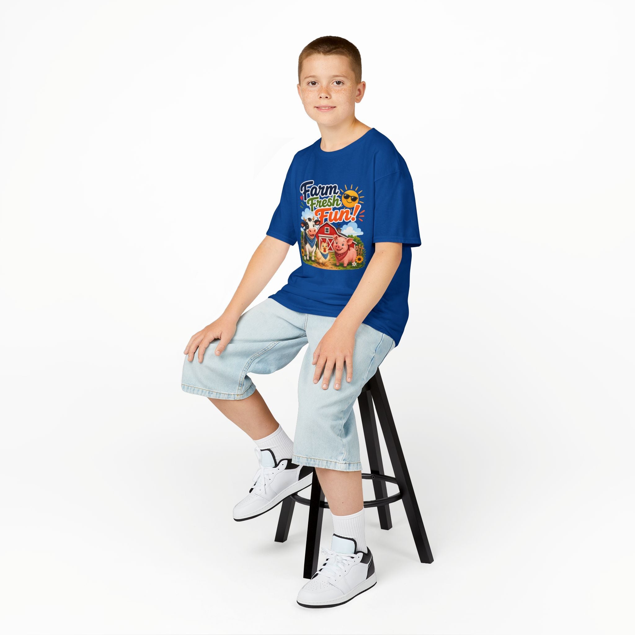 Kids Farm T-Shirt — "Farm Fresh Fun!" Cute Cow & Pig Toddler Tee