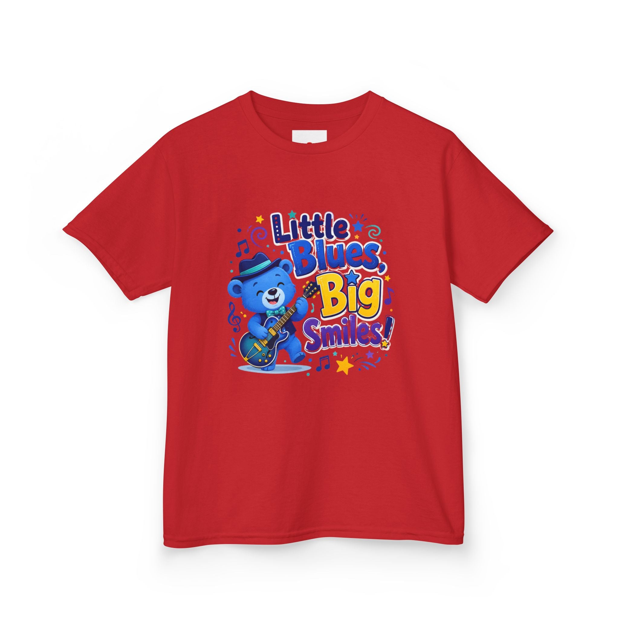 Kids Tee — "Little Blues, Big Smiles!" Guitar-Bear Graphic