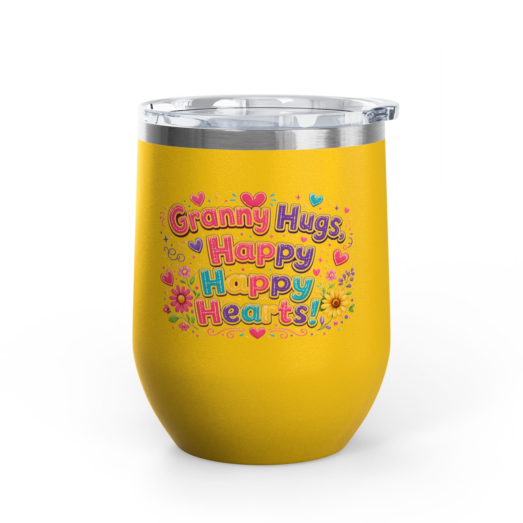 "Granny Hugs, Happy Happy Hearts" Floral 12oz Insulated Cup