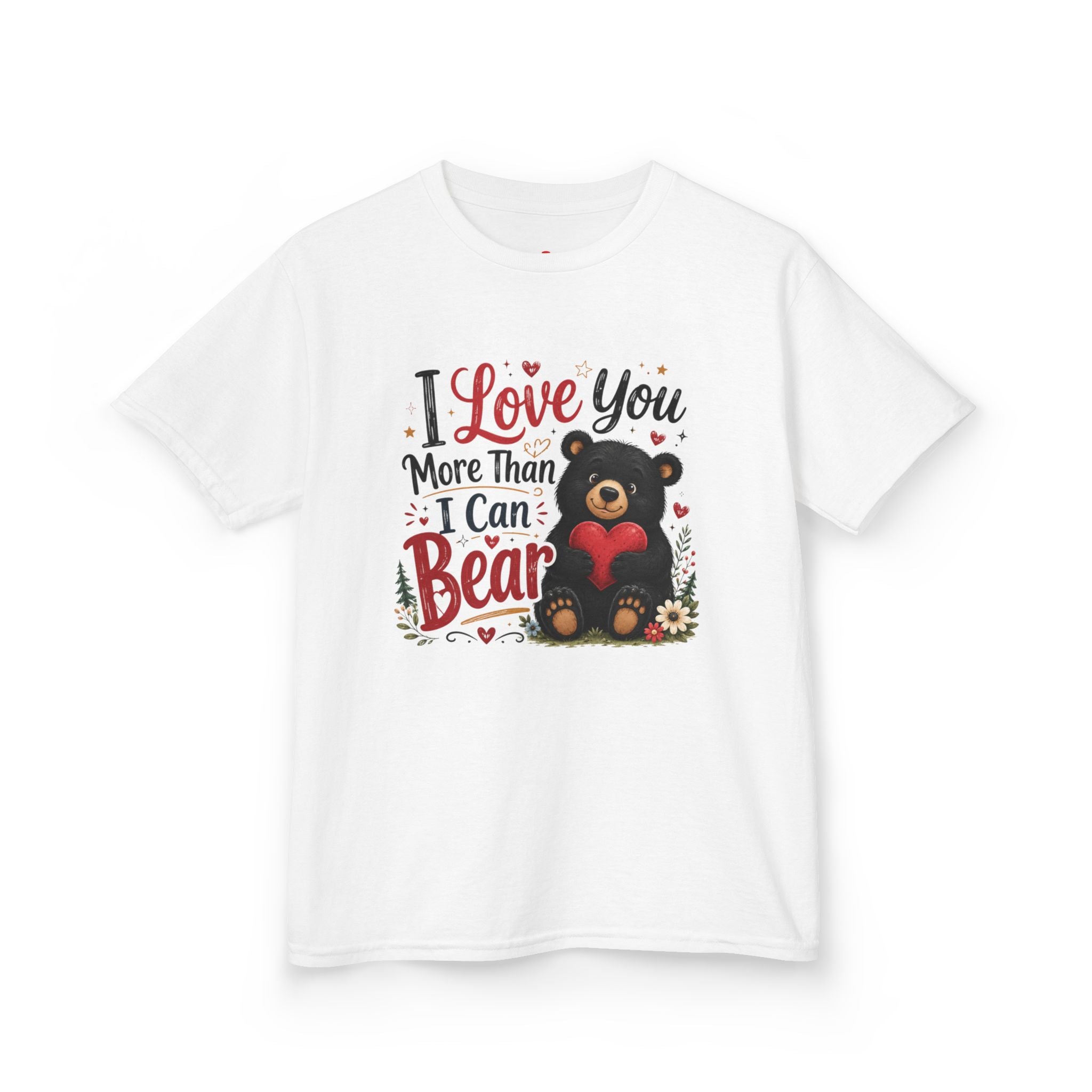 Kids T-Shirt - "I Love You More Than I Can Bear" Cute Bear Valentine Tee