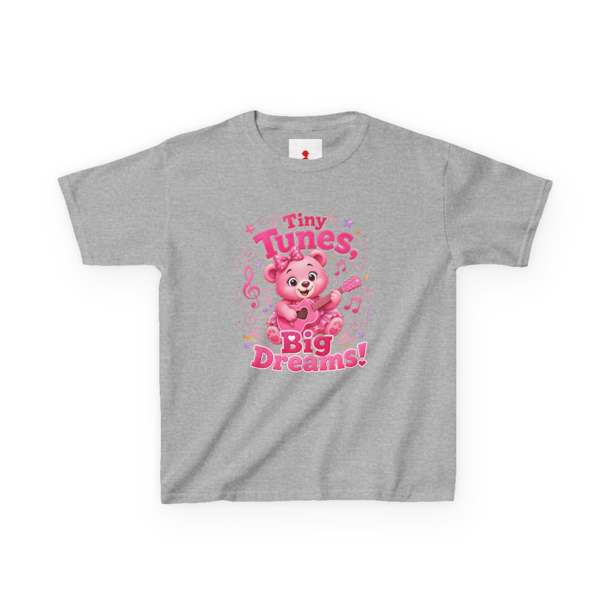 Kids T-Shirt — "Tiny Tunes, Big Dreams" Cute Pink Bear Music Tee