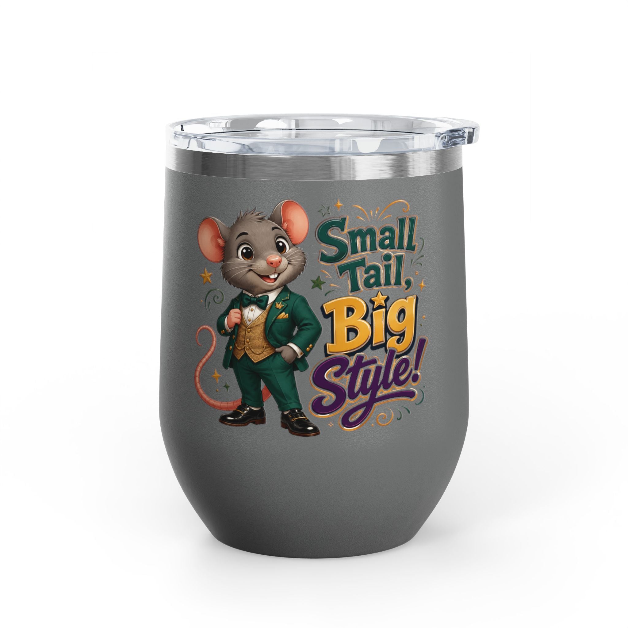 "Small Tail, Big Style!" Cute Mouse 12oz Insulated Cup