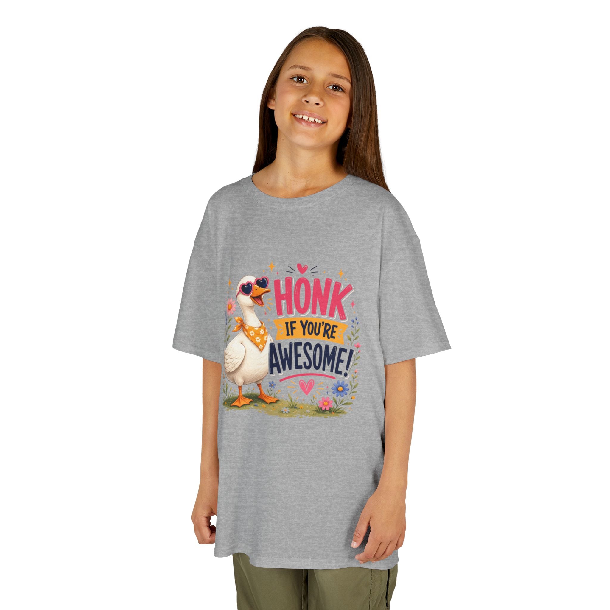 Kids Tee — "Honk If You're Awesome!" Cute Goose Graphic Shirt