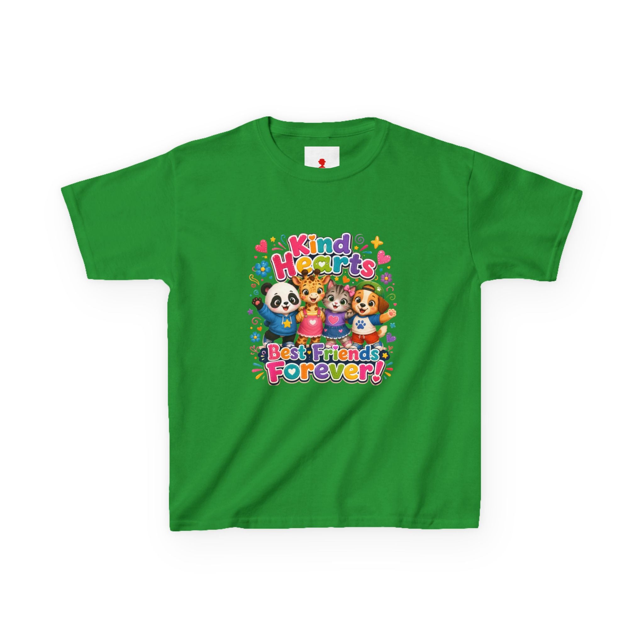 Kids Tee — "Kind Hearts Best Friends Forever" Colorful Cartoon Animals