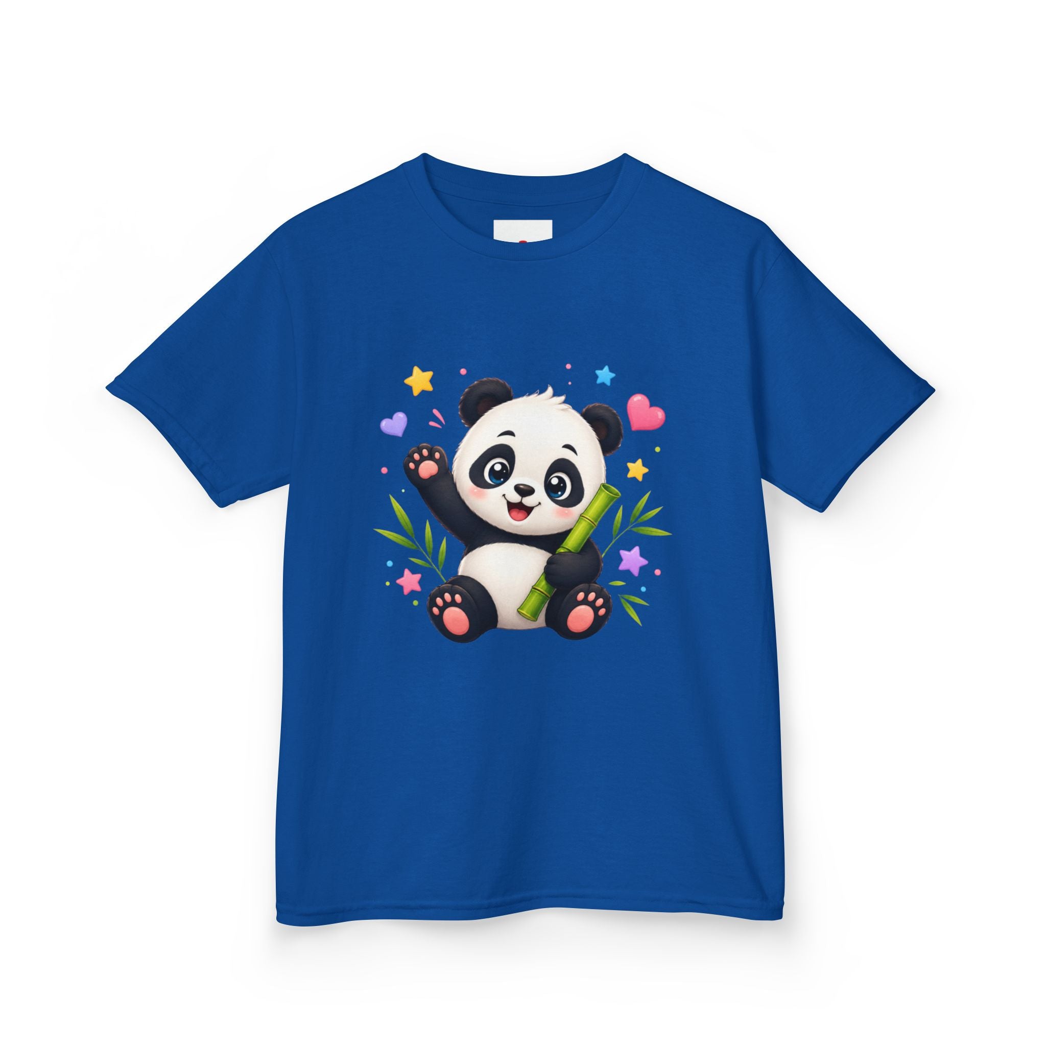 Cute Panda Kids T‑Shirt — Smiling Baby Panda with Hearts & Bamboo