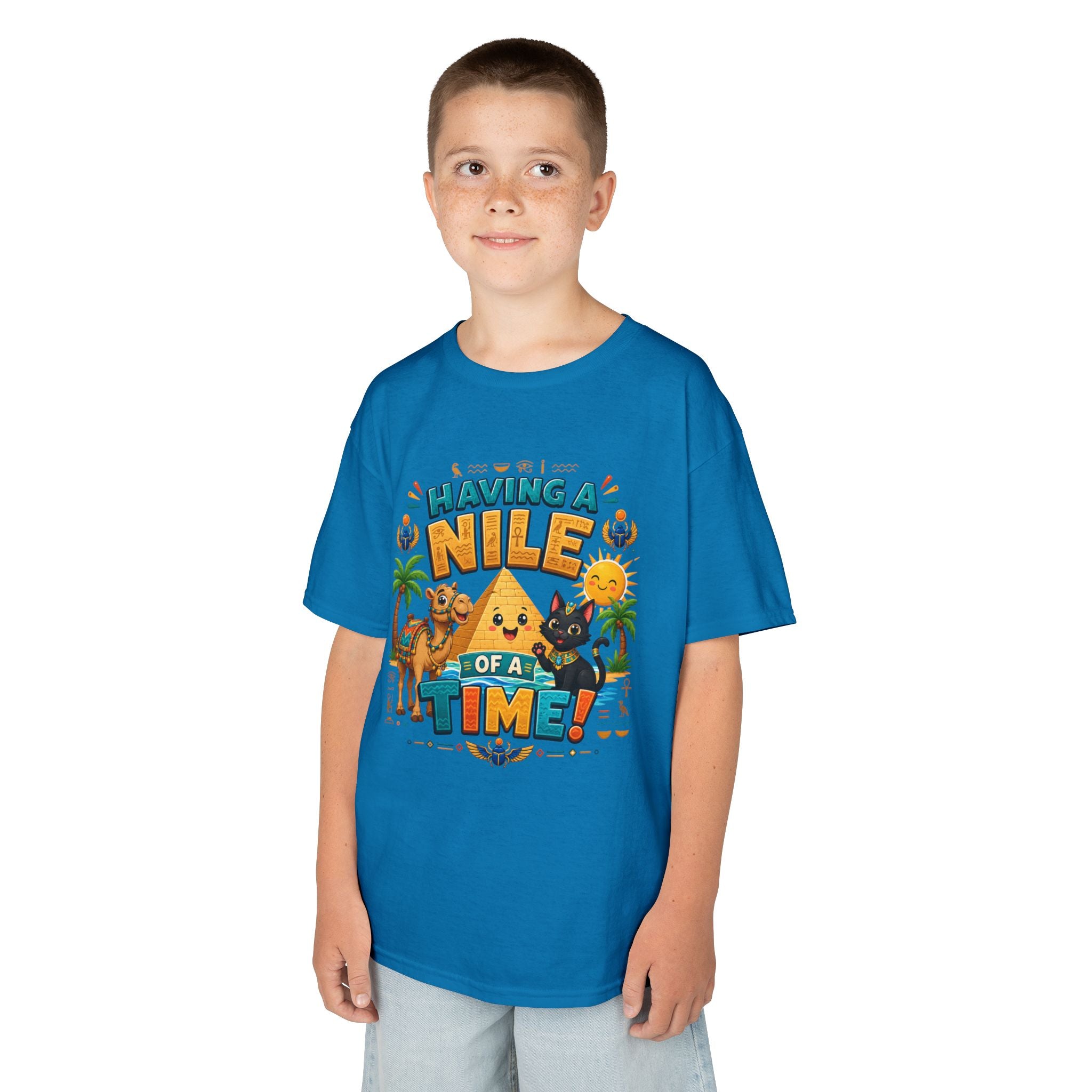Having a Nile of a Time Kids Tee | Camel Pyramid Desert Cartoon
