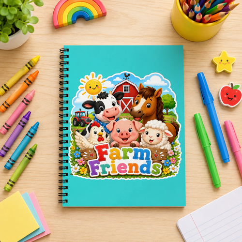 Farm Friends Spiral Notebook — Cute Kids Ruled-Lined Journal
