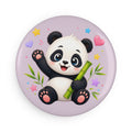 Cute Panda Bamboo Round Magnet — Adorable Kids Fridge Button
