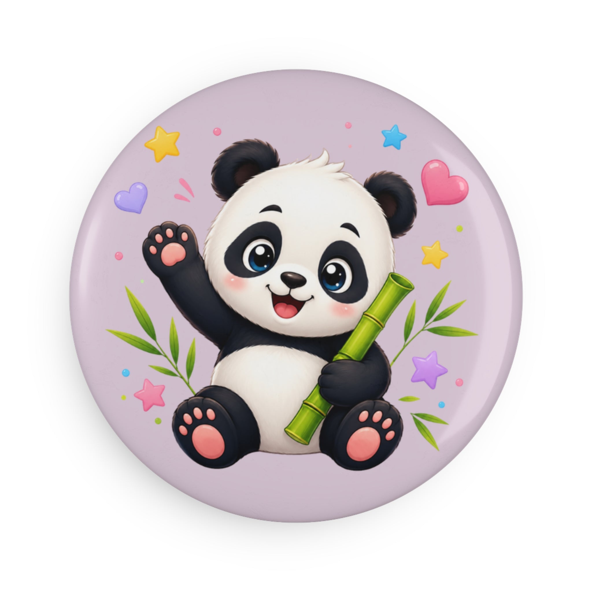 Cute Panda Bamboo Round Magnet — Adorable Kids Fridge Button