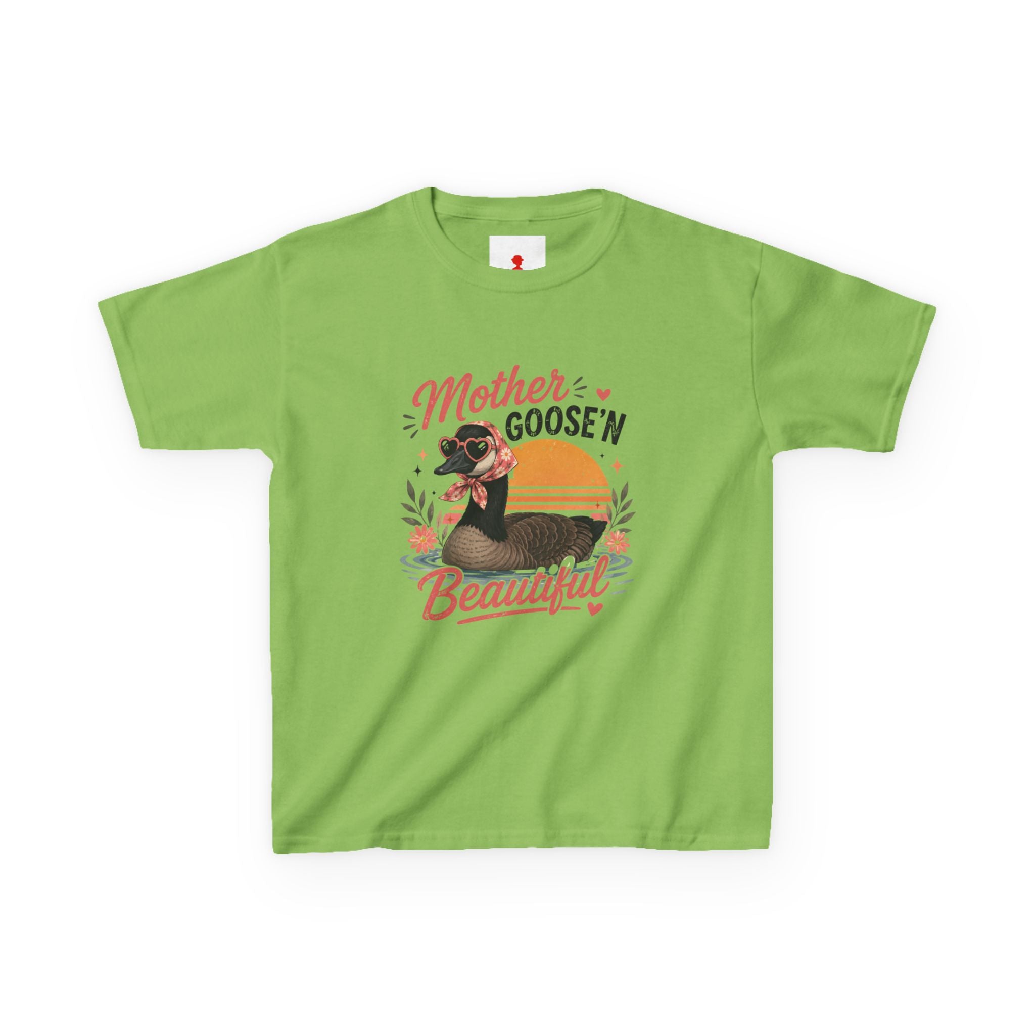 Kids Tee — "Mother Goose'n Beautiful" Cute Vintage Goose Graphic