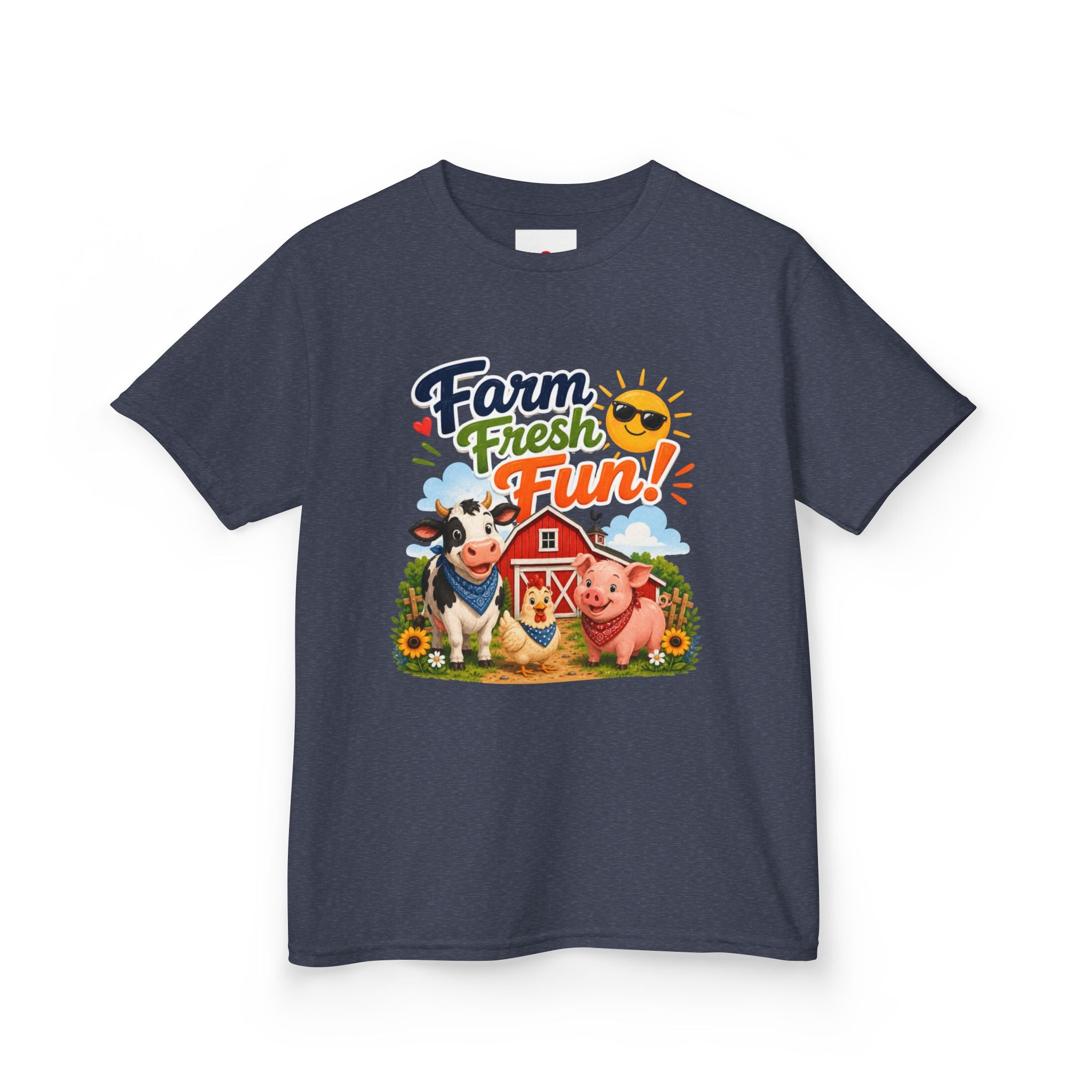 Kids Farm T-Shirt — "Farm Fresh Fun!" Cute Cow & Pig Toddler Tee