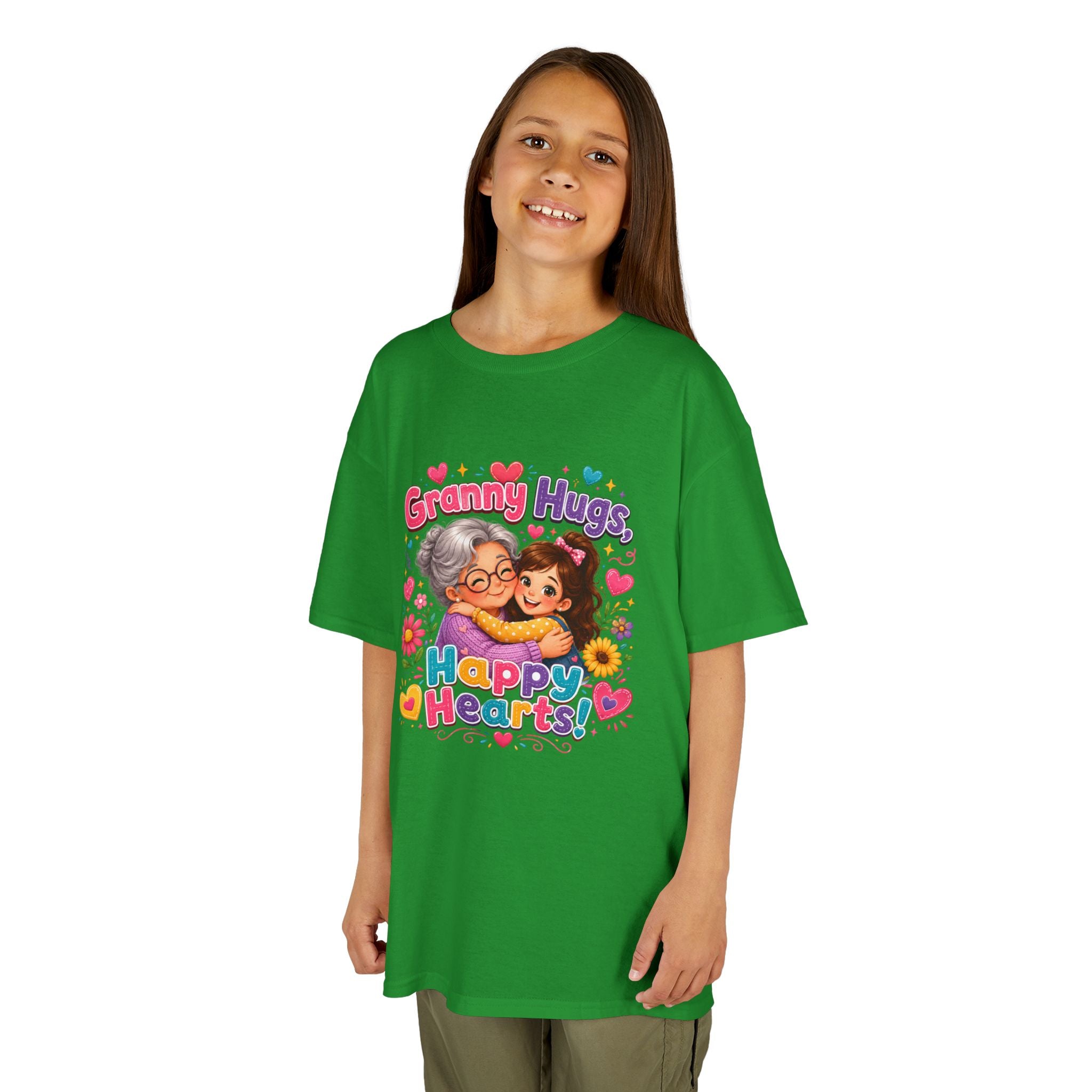 Granny Hugs Happy Hearts Tee | Grandma Grandchild Cute Illustration