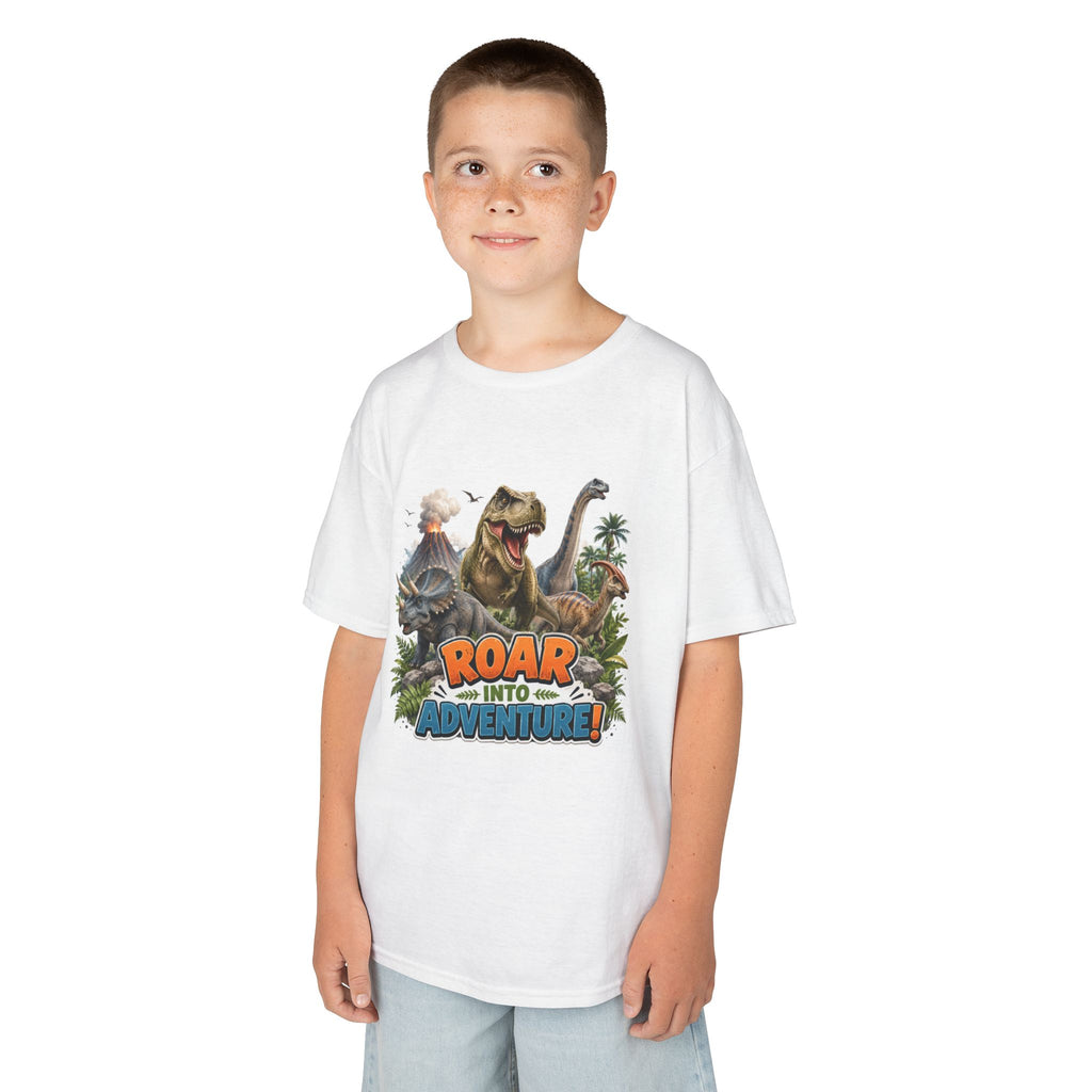 Kids Dinosaur Tee - "Roar Into Adventure" Graphic Shirt for Boys & Girls