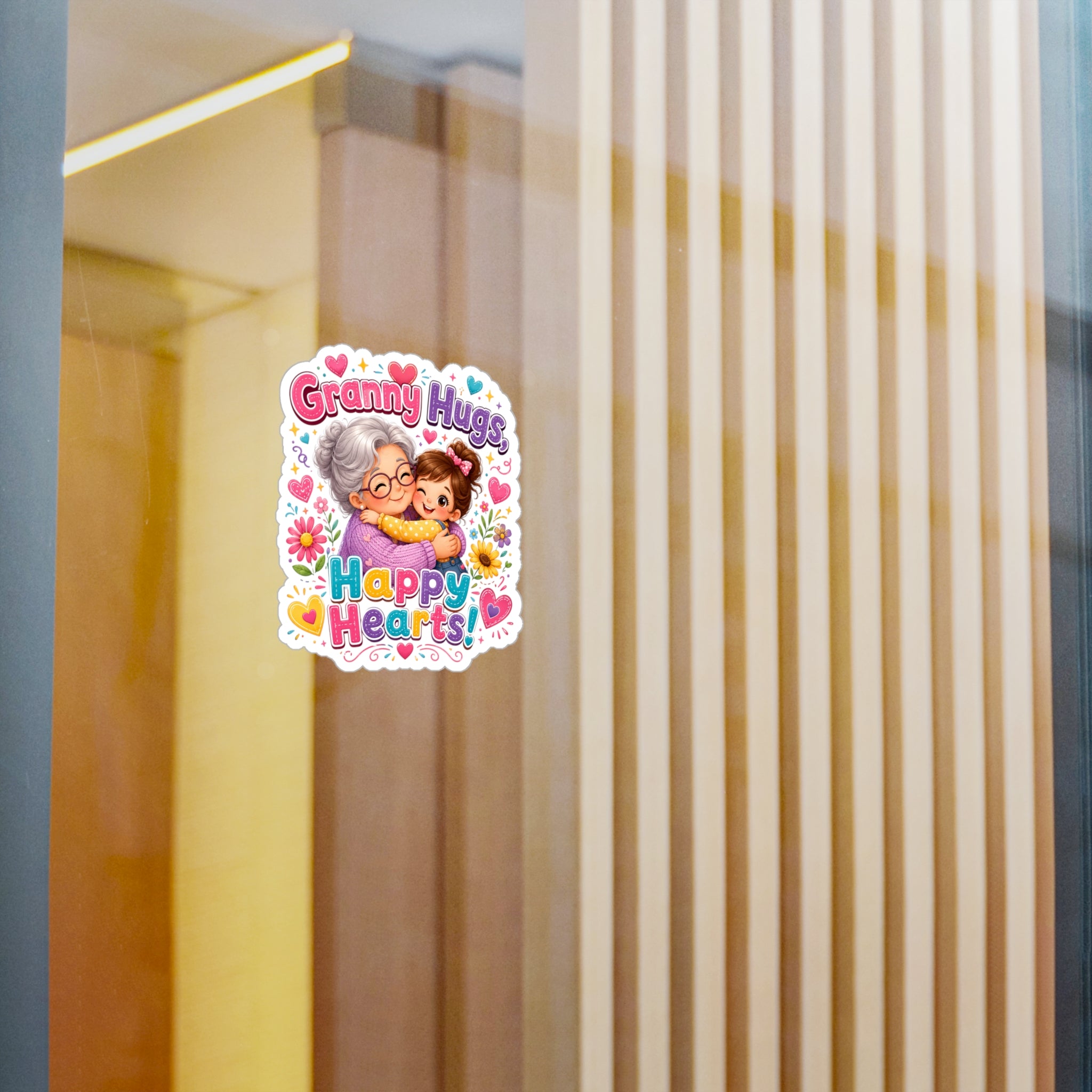 Granny Hugs Happy Hearts Vinyl Sticker