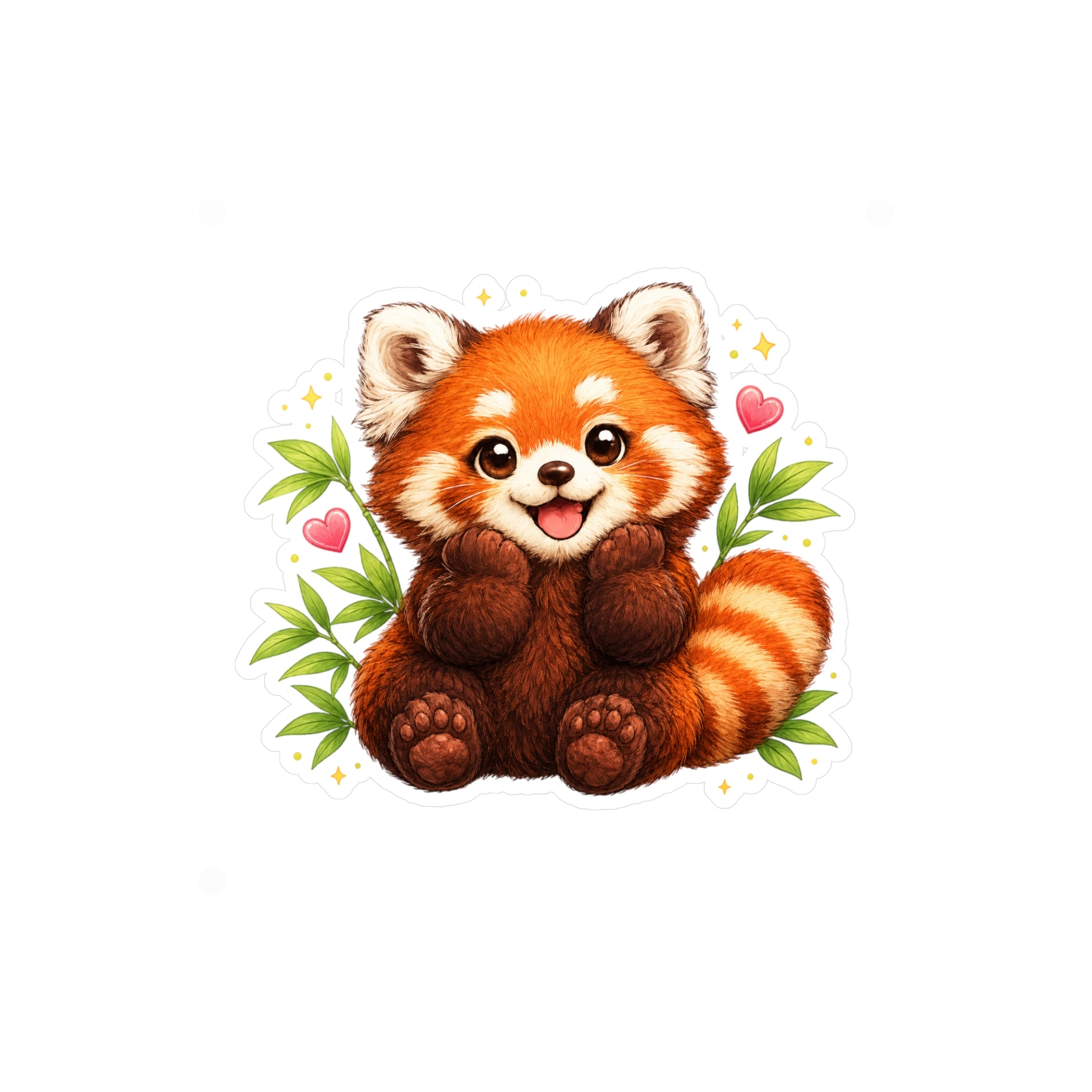 Red Panda Kiss-Cut Vinyl Sticker — Cute Cartoon Animal Decal for Laptops, Water Bottles & Windows