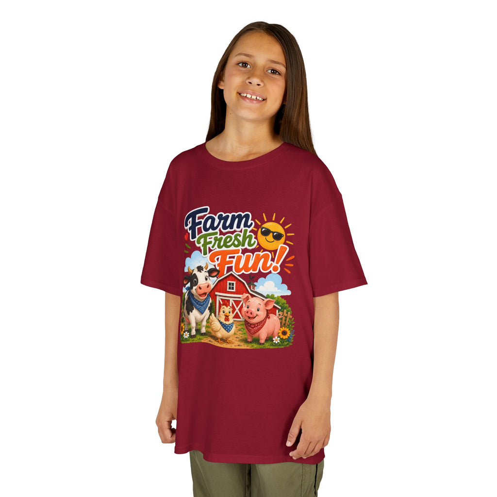 Kids Farm T-Shirt — "Farm Fresh Fun!" Cute Cow & Pig Toddler Tee