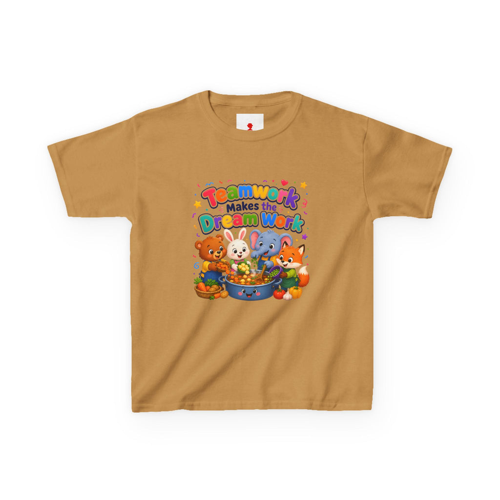 Kids Tee — “Teamwork Makes the Dream Work” Cute Animal Classroom Shirt