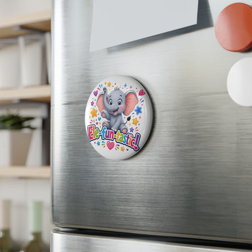 Ele-fun-tastic! Cute Baby Elephant Round Button Magnet — Nursery Gift & Party Favor