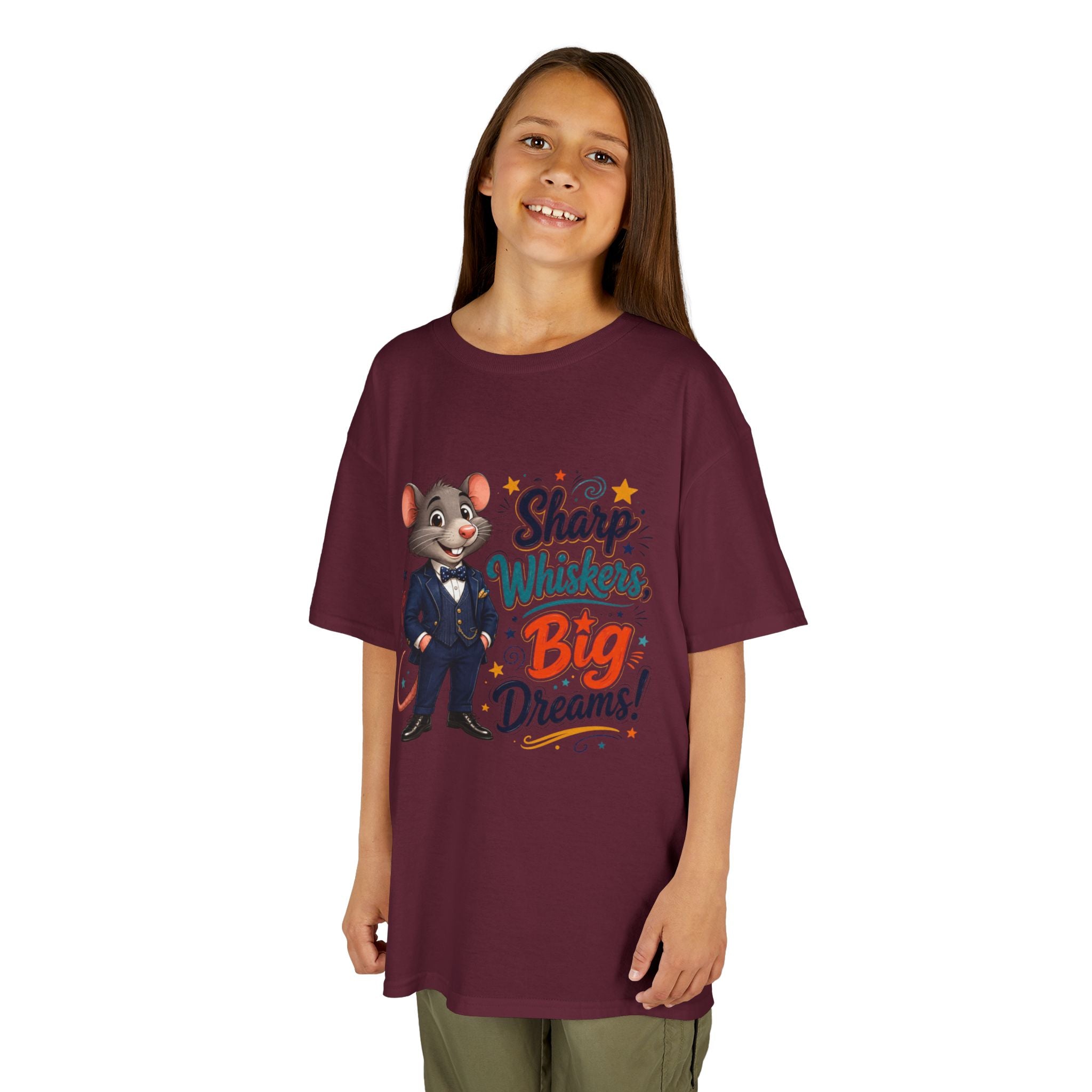 Kids Tee — "Sharp Whiskers, Big Dreams" Mouse Graphic