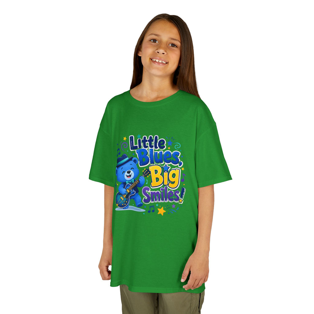Kids Tee — "Little Blues, Big Smiles!" Guitar-Bear Graphic