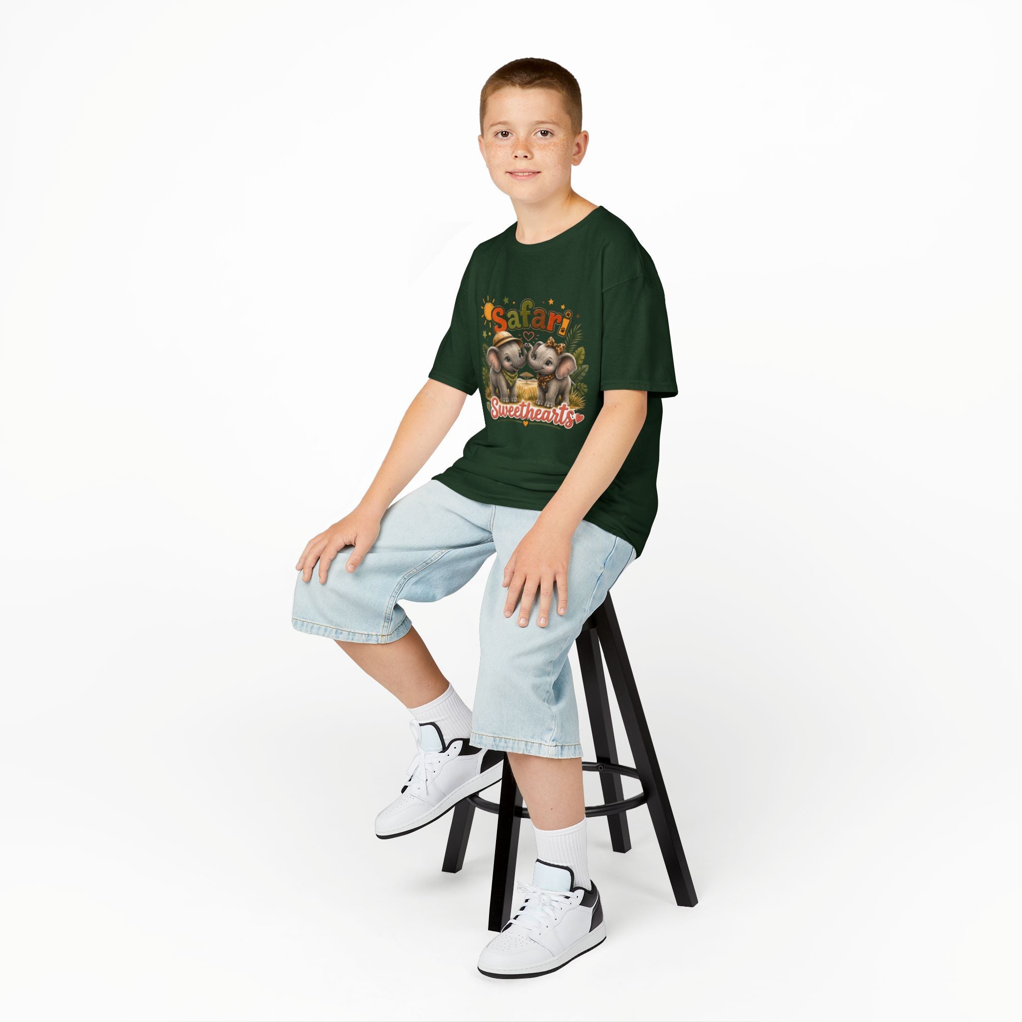 Kids Safari Sweethearts Tee — Cute Elephant Jungle Graphic T-Shirt